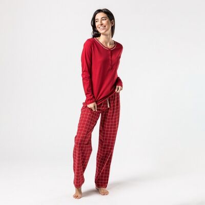 Pajama organic corchea checks carmin