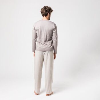 Pyjama Coton Bio Vee Stripes Gris 9