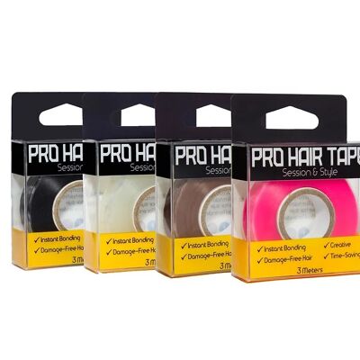 Pro Hair Tape Pro Pack: negro, rosa, marrón, transparente/rubio