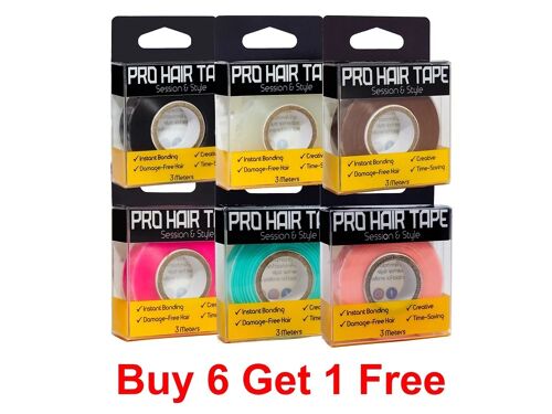Pro Hair Tape Full Pack - Black, Pink, Brown, Clear/Blonde, Aqua, Blush + Black