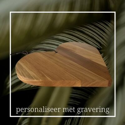 Tagliere fatto a mano - A forma di cuore - legno di quercia - 31x34x2,7cm