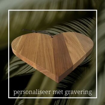 Planche à découper faite main - En forme de coeur - bois de chêne - 31x34x2,7cm 2