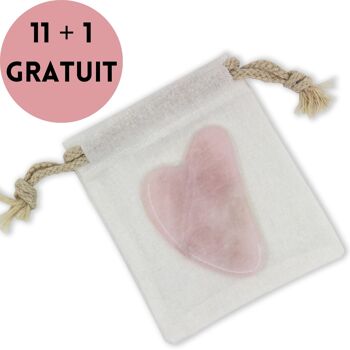 Lot de 11 + 1 Gratuit - Gua Sha Quartz Rose avec housse pour Visage et Corps 1