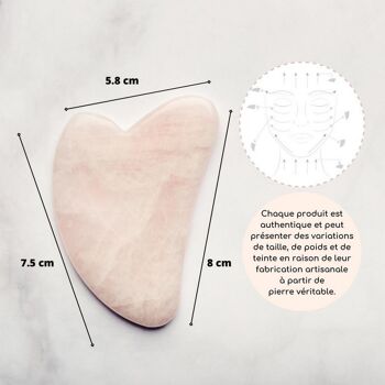 Lot de 11 + 1 Gratuit - Gua Sha Quartz Rose avec housse pour Visage et Corps 3