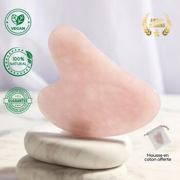 Lot de 11 + 1 Gratuit - Gua Sha en Quartz Rose avec Housse 5