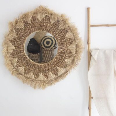 MIROIR XXL SISAL ET FEUILLE DE BANANE