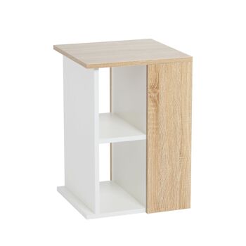 Meerveil Table d'appoint en bois moderne pour salon chambre à coucher, blanc et chêne 1