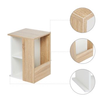 Meerveil Table d'appoint en bois moderne pour salon chambre à coucher, blanc et chêne 5