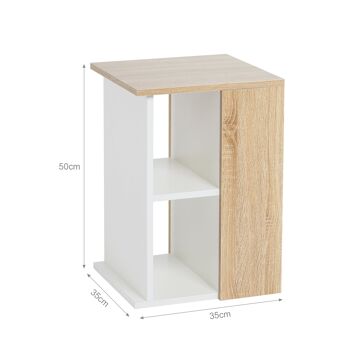 Meerveil Table d'appoint en bois moderne pour salon chambre à coucher, blanc et chêne 6