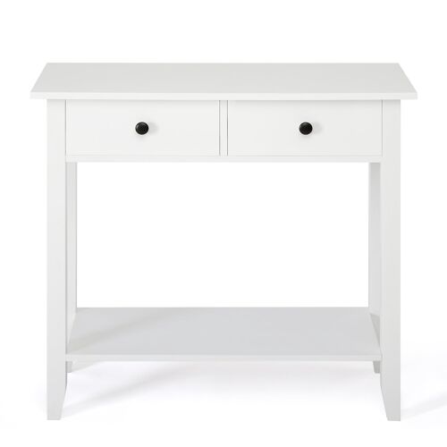 Meerveil Minimalist Style Console Table,White Wooden Color, with 2/ 3 Drawers - 2 Drawers