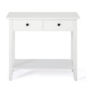 Table console de style minimaliste Meerveil, couleur bois blanc, avec 2/3 tiroirs - 2 tiroirs 1