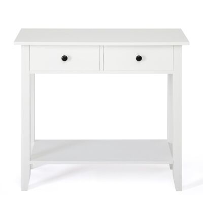 Meerveil Konsolentisch im minimalistischen Stil, weiße Holzfarbe, mit 2/3 Schubladen – 2 Schubladen