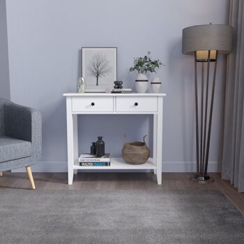 Table console de style minimaliste Meerveil, couleur bois blanc, avec 2/3 tiroirs - 2 tiroirs 3