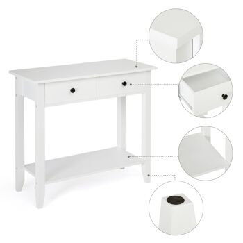 Table console de style minimaliste Meerveil, couleur bois blanc, avec 2/3 tiroirs - 2 tiroirs 5