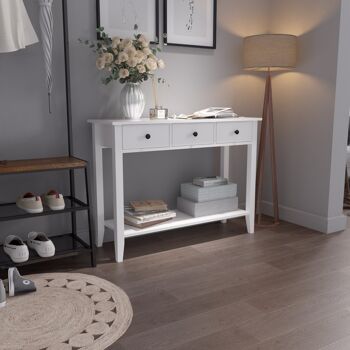 Table console de style minimaliste Meerveil, couleur bois blanc, avec 2/3 tiroirs - 2 tiroirs 7