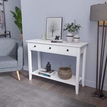 Table console de style minimaliste Meerveil, couleur bois blanc, avec 2/3 tiroirs - 2 tiroirs 8