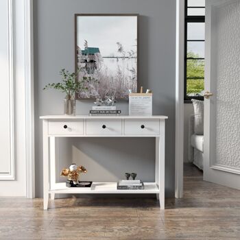 Table console de style minimaliste Meerveil, couleur bois blanc, avec 2/3 tiroirs - 2 tiroirs 10
