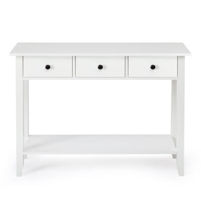 Table console de style minimaliste Meerveil, couleur bois blanc, avec 2/3 tiroirs - 3 tiroirs