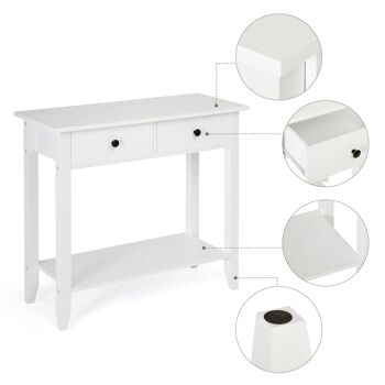 Table console de style minimaliste Meerveil, couleur bois blanc, avec 2/3 tiroirs - 3 tiroirs 5