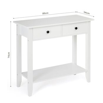 Table console de style minimaliste Meerveil, couleur bois blanc, avec 2/3 tiroirs - 3 tiroirs 6
