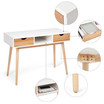 Meerveil Desk Computer Tableï¼ŒBlanc et Chêneï¼Œavec 2 Tiroirs 1 Meuble de Rangement 6