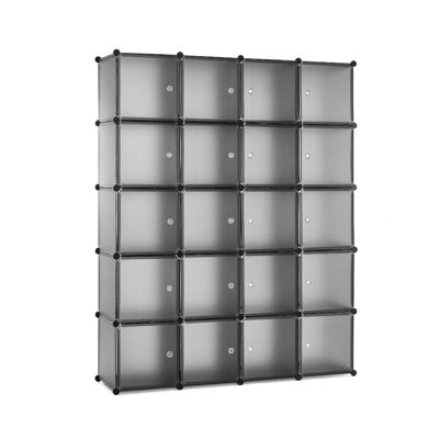 Meerveil Bedroom PP Storage Wardrobe, 12 Cubes/20 Cubes, Light Grey Color and Transparent - 20 Cubes