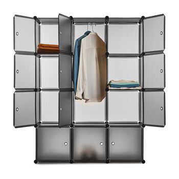 Meerveil Chambre Armoire de Rangement PP, 12 Cubes/20 Cubes, Couleur Gris Clair et Transparent - 20 Cubes 3
