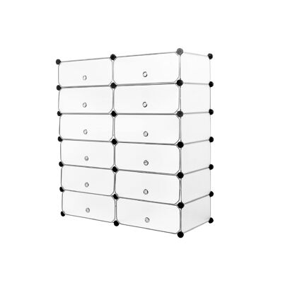 Meerveil DIY Multi-functional PP Shoe Rack, 12 Cubes, Black / White Color - White