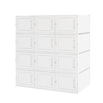 Boîte à chaussures empilable et transparente Meerveil, 12 cubes, blanc - L-White 1