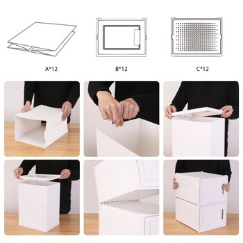 Boîte à chaussures empilable et transparente Meerveil, 12 cubes, blanc - L-White 7