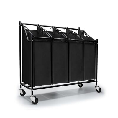 Meerveil Laundry Bin in Black Color, Metal Pipe, 4 Laundry Sorters