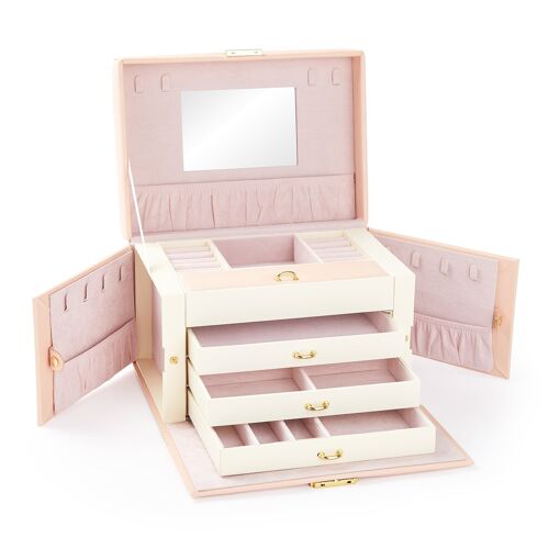 Meerveil Jewellery Box, Pink/Black/Grey Color, Classic Design - Pink