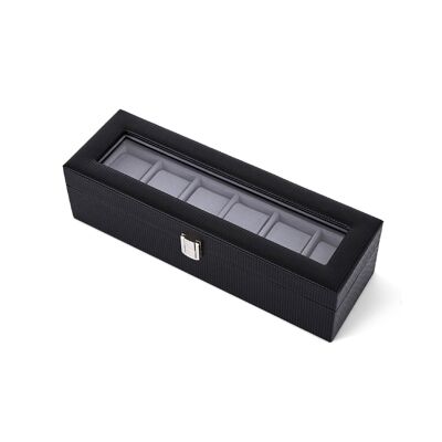 Caja de reloj Meerveil, color negro, ranuras con almohadillas de reloj de terciopelo extraíbles