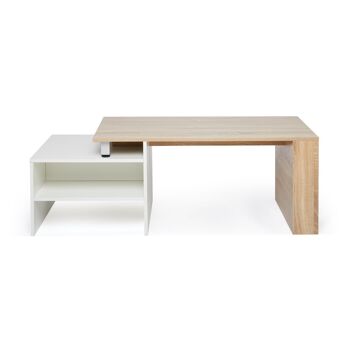 Table Basse Moderne en Bois Meerveil, Couleur Blanc et Chêne, Direction Réglable Extensible 7
