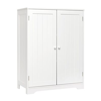 Meerveil Simple High Bathroom Floor Cabinet, White Color, 2 Doors