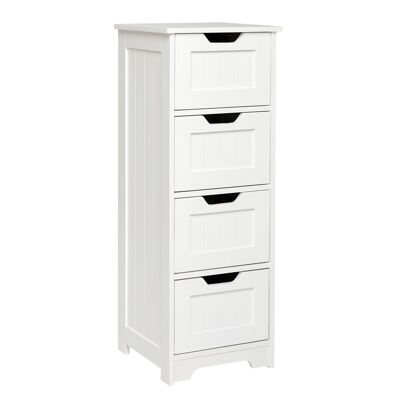 Meerveil Simple Bathroom Storage Cabinet, White, Single Raw and 4 Drawers