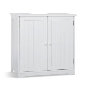 Meerveil Meuble de Salle de Bain Simple, Couleur Blanche, 2 Portes 1