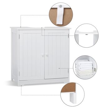 Meerveil Meuble de Salle de Bain Simple, Couleur Blanche, 2 Portes 4