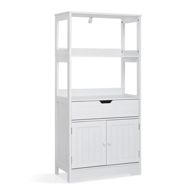 Mueble de baño simple Meerveil, blanco, espacio abierto superior, 1 cajón y 2 puertas