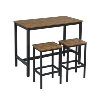 Meerveil Retro Industrial Bar Table Sets, Dark Wood Grain Color - Bar Table Set