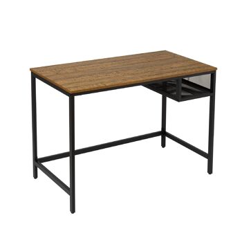 Table d'ordinateur industrielle rétro Meerveil, type de base, avec grille de rangement 1