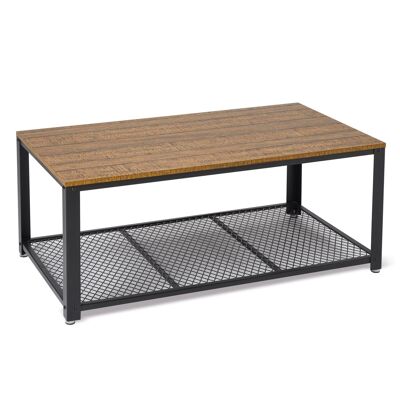 Table basse industrielle rétro Meerveil, couleur de grain de bois gris antique/chaud - bois de couleur marron