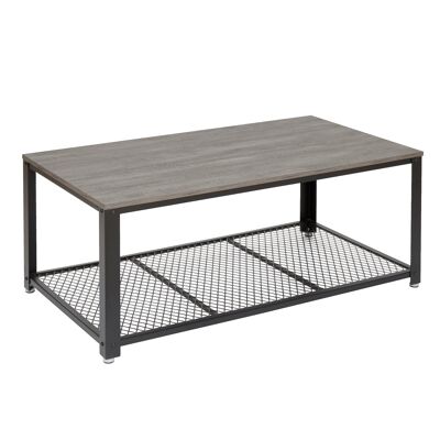 Table basse industrielle rétro Meerveil, couleur de grain de bois gris antique/chaud - Bois coloré gris
