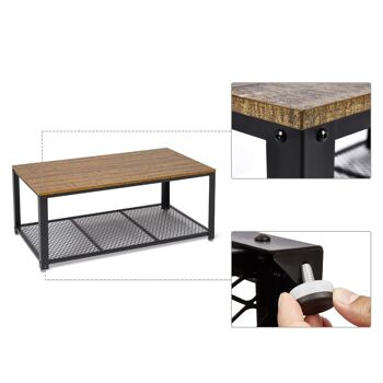 Table basse industrielle rétro Meerveil, couleur de grain de bois gris antique/chaud - Bois coloré gris 7
