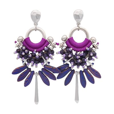 Purple beaded OCAÑA statement earrings