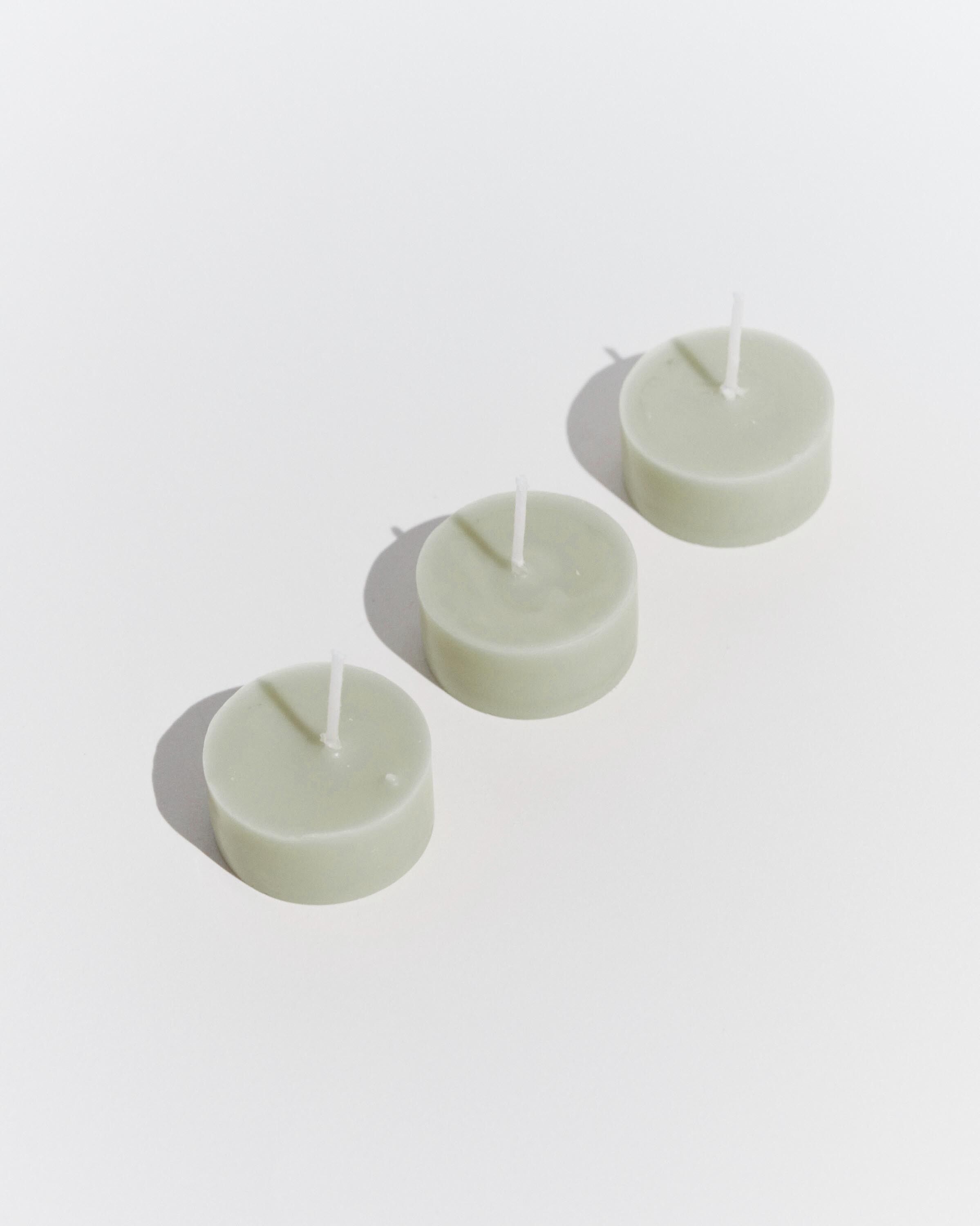 Trio of tealight candles 'Alenya' Green water