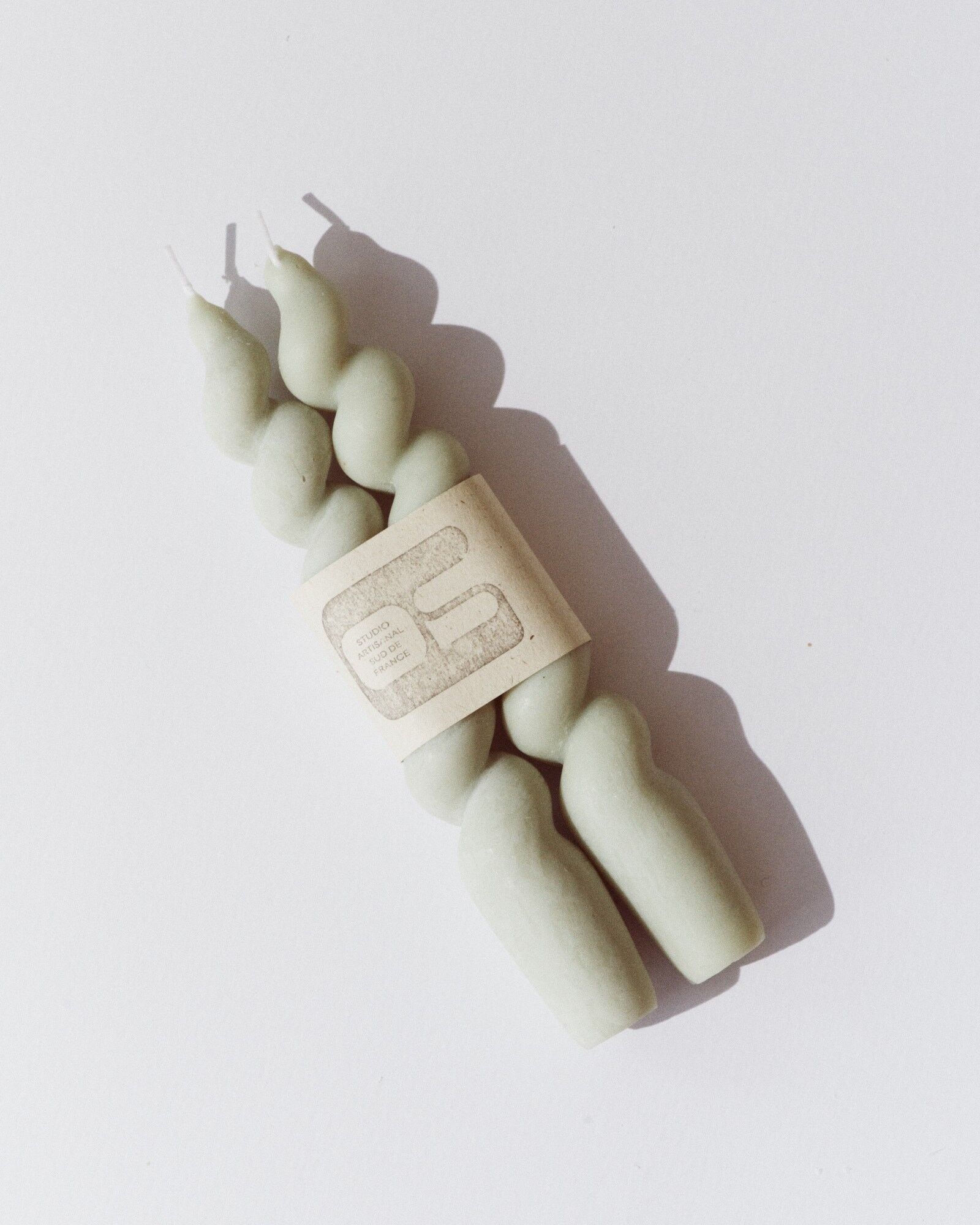 Duo of candles ‘Tresseres’ Green water