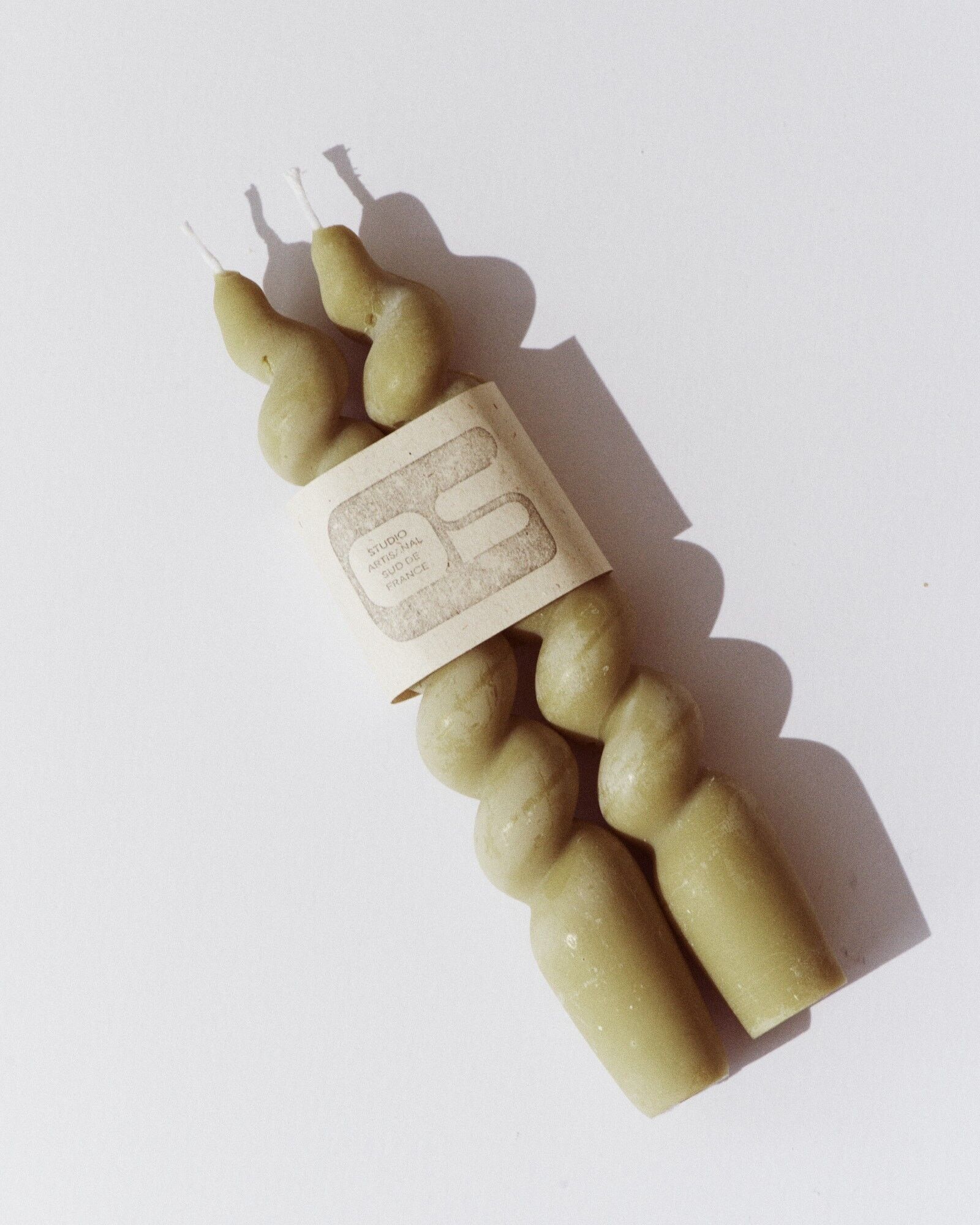 Duo of candles ‘Tresseres’ Olive