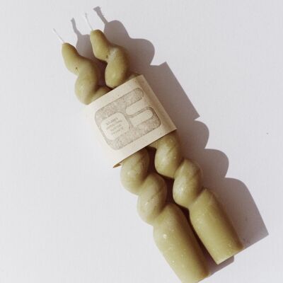 Duo of candles ‘Tresseres’ Olive