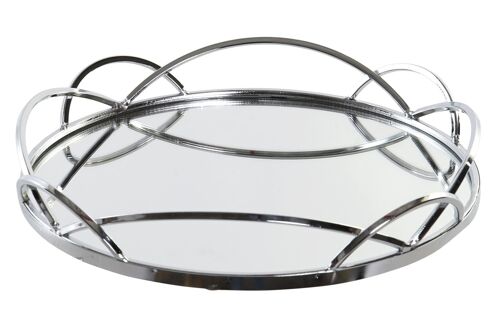 Bandeja decoracion metal espejo 32x32x5 plateado